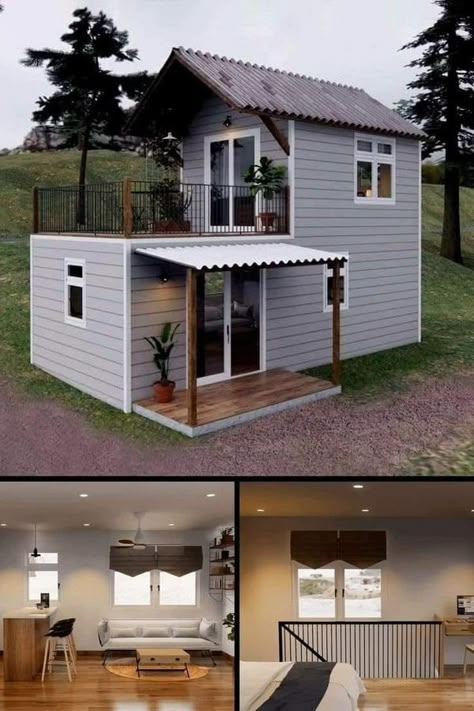 4 Person Tiny House, Mini Tiny House, Small Vacation Homes, Tiny Home Stairs, Mini Houses Tiny Homes, Mini Modern House, 2 Story Tiny House, Tiny Home Layout, Narrow Homes