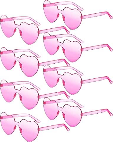 Amazon.com: Pink Snacks Sunglasses For Party, Frameless Glasses, Pink Snacks, Pink Party Favors, Disco Party Decorations, Heart Shaped Glasses, Oversized Round Sunglasses, Heart Glasses, Glasses Fit