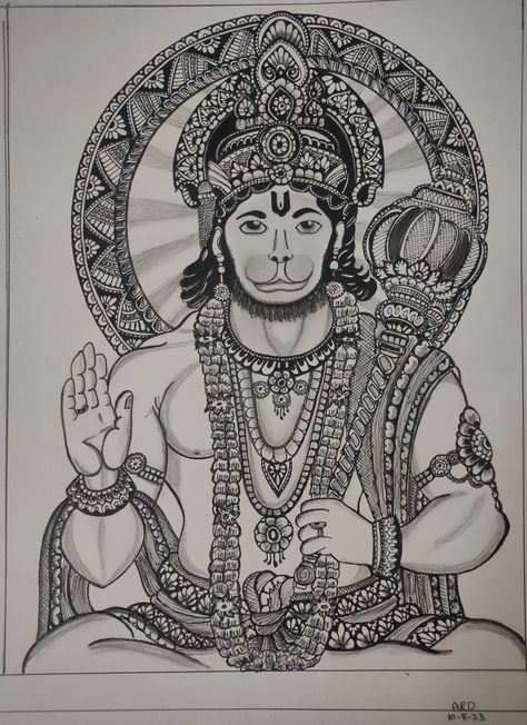 Ram Hanuman Sketch, Hanuman Ji Mandala Art, Hanuman Mandala Art, Hanumaan Jee, Mandala Art Unique Designs, Mandala Arts, Coloring Canvas, Sketch Images, Ganesha Drawing