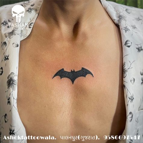 Batman Logo Tattoo Design, Batman Tattoo Ideas For Men, Batman Tatoos Ideas, Simple Batman Tattoo, Batman Tramp Stamp, Batman Chest Tattoo, Batman Tatoos, Batman Tattoo For Men, Batman Tattoo Ideas