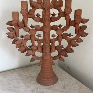 Lot # 7 - TREE OF LIFE SCULPTURE - SOTENO FAMILY - STATE OF MEXICO - SLOCAL ESTATE AUCTIONS, LLC. Colorful Sculpture, Tree Of Life Sculpture, Dia De Los Muertos Decorations Ideas, Mexican Colors, Kitsch Decor, Tree Of Life Art, Ceramic Candle Holders, Mexican Pottery, Ceramics Pottery Art