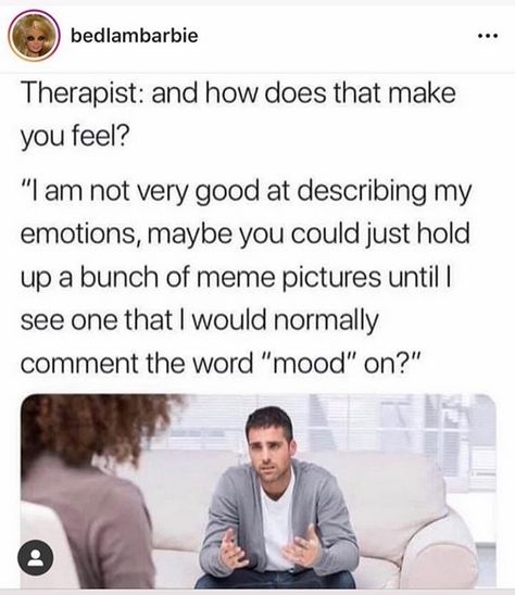 Therapist Humor, Therapy Humor, My Emotions, Funny Text Posts, Describe Me, Meme Pictures, Dankest Memes, Funny Texts, Make You Feel