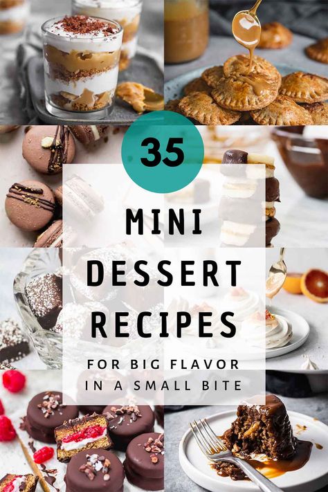 These adorable mini dessert recipes are packed with all the big flavor of the originals, but presented in one tiny bite. Choose one, or several, to create a dessert platter no guest will be able to pass up! #dessert #partyrecipes Dessert Platters Mini, Mini Cheesecake Bites, Finger Desserts, Mini Dessert Recipes, Lemon Meringue Tart, Salted Caramel Apple Pie, Homemade Toffee, Mini Pumpkin Pies, Pumpkin Pudding