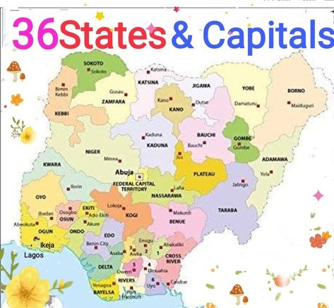 States and Capitals Map Of Nigeria With States, Kindergarten Graduation Programs, Map Of Nigeria, States And Capitals, Kindergarten Graduation, Old Map, Ideas Creative, Teaching Kids, Kindergarten