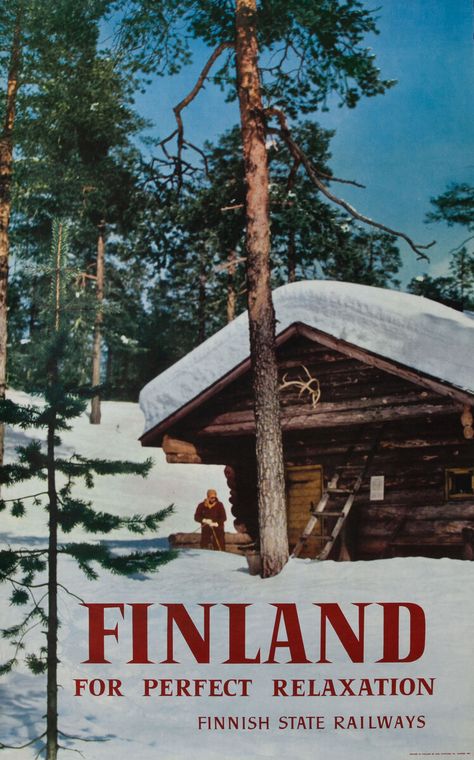 Finland | David Pollack Vintage Posters Finland Poster, Finland Aesthetic, Fire Starter, Travel Brochure, Anglo Saxon, Central Europe, Fire Starters, Wasp, Vintage Travel Posters