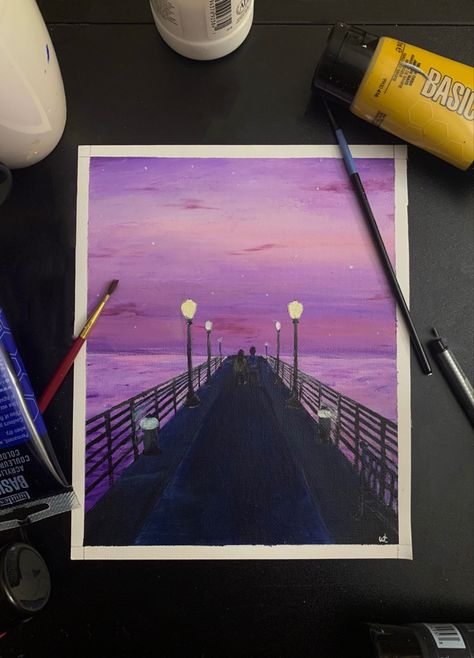 Lala Land Painting, City Of Stars La La Land, La La Land Painting, Boardwalk Painting, Emma Stone Ryan Gosling, Land Painting, Stars Painting, City Of Stars, Lala Land