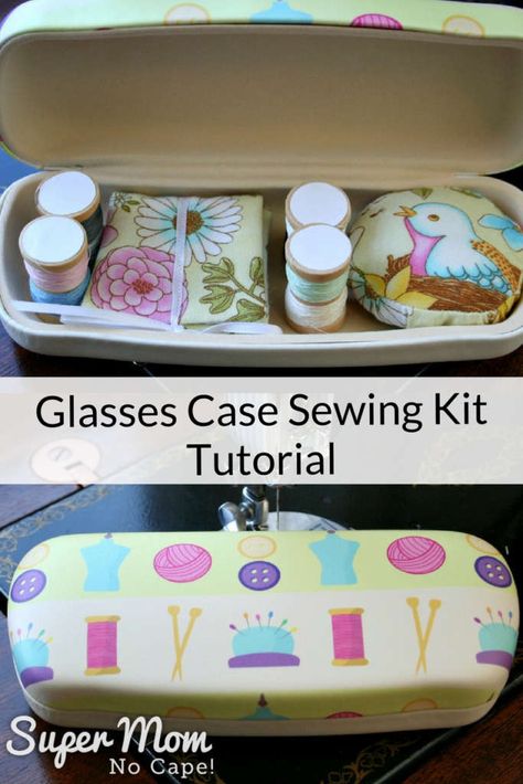 This adorable glasses case sewing kit tutorial is a super quick and easy project to make with step-by-step instructions and lots of detailed photos. It'll be a fun addition to your sewing supplies. Great gift idea too! #sewing #sewingtutorial #sewproject #DIYgiftidea Sewing Kit Tutorial, Fat Quarter Projects, Sewing Kits, Beginner Sewing Projects Easy, Leftover Fabric, Glass Case, Sewing Kit, Sewing Projects For Beginners, Love Sewing