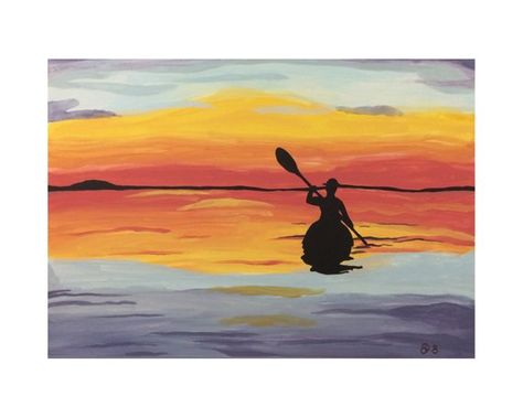 Kayak Painting, Bedroom Craft Room, Kayak Art, Art Camp Projects, Sunrise Art, Lake Painting, Canoe Trip, Diy Watercolor Painting, 8x10 Art Prints