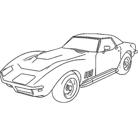 Corvette Coloring Pages Free Printable, Corvette Drawing Easy, Corvette Tattoo Ideas, Draw Stingray, Corvette Tattoo, Old Car Drawing, Corvette Drawing, Stingray Car, 1975 Corvette