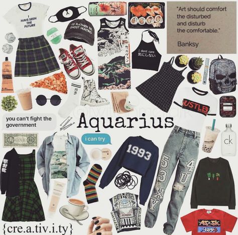 #Aesthetic #inspiration #love #Aesthetic #inspiration #love #outfit #fashion #style #clothing #goals Zodiac Signs Clothes, Aquarius Fashion Style, About Aquarius, Zodiac Clothes, Aquarius Aesthetic, Zodiac Sign Fashion, Aquarius Life, Aquarius Truths, The Aquarius