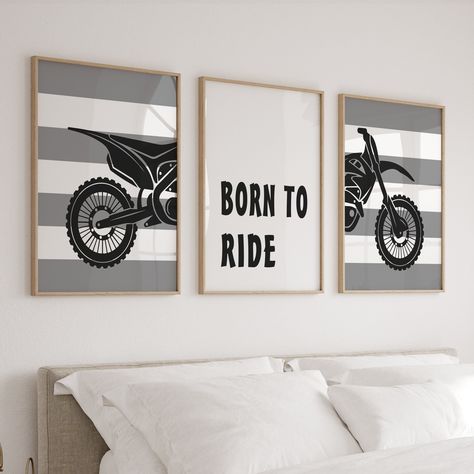 Dirtbike Bedroom Ideas, Dirt Bike Themed Bedroom, Dirt Bike Nursery Baby Boy, Motocross Bedroom Ideas, Bike Bedroom, Dirt Bike Bedroom, Racing Bedroom, Dirt Bike Room, Gloss Artist