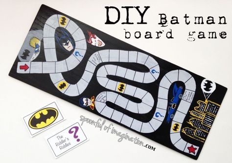 DIY Batman Game...great for parties or just a fun game for your little batman fan! Batman Party Games, Batman Party Supplies, Batman Game, Diy Batman, Batman Diy, Homemade Board Games, Batman Games, Disney Cars Birthday, The Bat Man