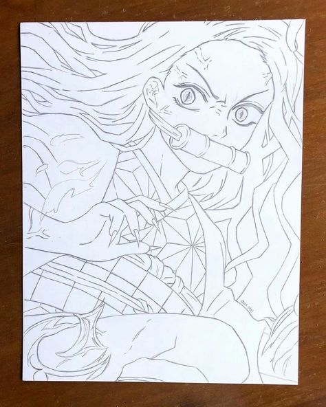 Nezuko Drawing Sketch, Demon Slayer Drawing Sketch, Nezuko Drawing, Easy Disney Drawings, Album Cover Wallpaper Collage, Best Anime Drawings, Anime Drawing Books, Nezuko Kamado, Marmaris