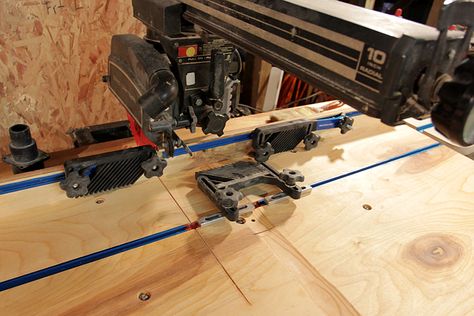 Radial Arm Tool Tips & Modifications. (Example - Craftsman 10" Radial Arm Saw) Radial Arm Saw Table, Miter Station, Radial Saw, Extended Table, Garage Workshop Layout, Woodworking Lamp, Woodworking Tools Router, Used Woodworking Tools, Saw Table