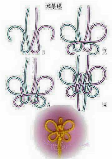 Butterfly knot Chinese Knots, Pola Macrame, Decorative Knots, Macrame Knots Pattern, Knots Diy, Knots Tutorial, Jewelry Knots, Chinese Knot, Macrame Knot