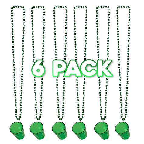 PRICES MAY VARY. Level Up Your Mardi Gras & St. Patrick's Day Celebrations! Festive 2oz green plastic shot glasses add a vibrant touch. Share the Fun with Friends! Party favor pack includes 6 green 2oz shot glass bead necklaces for festive flair. Enjoy Your Favorite Drinks in Style! 2oz capacity, these vibrant green disposable plastic shot glasses are perfect for any party. Personalize Your Mardi Gras Look! Create your own DIY necklace! Pair these green shot glasses with beads. Lightweight & Eas Green Beaded Chain Glasses For Gift, Green Recycled Glass Beaded Necklace Gift, Shot Glass Necklace, Green Beaded Recycled Glass Necklace, Green Shot, Cheap Green Jewelry For St. Patrick's Day, Mardi Gras Beads, Free Fun, Shot Glasses