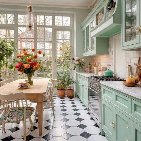 Pastel Apartment Aesthetic, Pastel Cottage, Cottage Kitchens, Kitchen Concepts, Ranch Style Home, Luxury Homes Interior, Paint Colors For Living Room, Contemporary Home Decor, Updated Kitchen