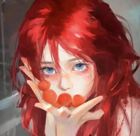 Red Girl Icon, Red Hair Girl, Anime Fanfiction, Red Girl, Hair Icon, Girls With Red Hair, Best Anime Couples, Art Tools Drawing, Hair Girl