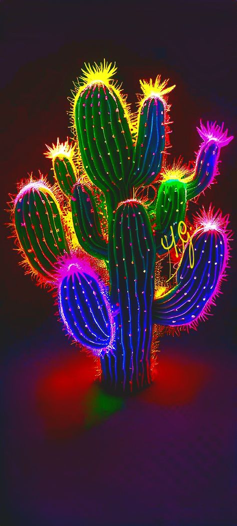 Neon Cactus Wallpaper, Colourful Pictures, Cactus Images, Rainbow Cactus, Neon Cactus, Pretty Images, Phone Backgrounds, Shirt Ideas, Colorful Pictures