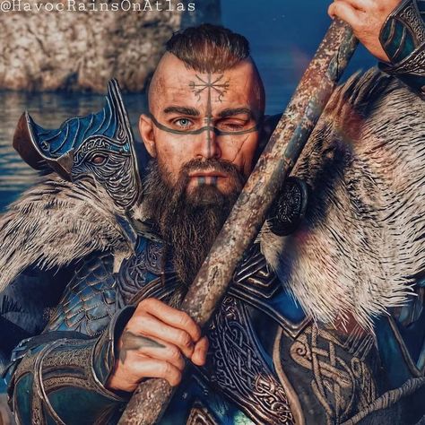 Mens Viking Halloween Makeup, Druid Makeup Men, Nordic Makeup Viking Man, Viking Face Paint Men, Mens Viking Makeup, Viking Makeup Men, Male Viking Makeup, Viking Make Up Men, Vikings Makeup