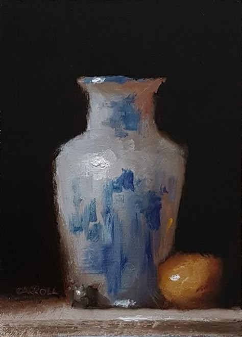 Impressionism Still Life Painting, Impressionism Art Still Life, Flowers In Vase Oil Painting, Still Life Examples, Still Life Impressionism, Oil Paint Still Life, Neil Carroll Paintings, Oil Still Life Painting, Still Life Oil Pastel