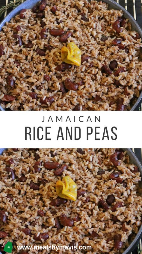 Rice And Peas Jamaican, Rice And Peas Recipe, Jamaican Rice And Peas, Jamaican Rice, Rice And Beans Recipe, Carribean Food, Oxtail Recipes, Jamaican Cuisine, Red Kidney Beans