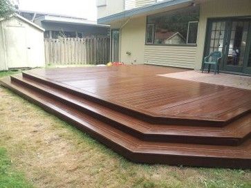 deck without railing - Google Search Decks Without Railings Ideas, Deck Without Railing Ideas, Deck Without Railing, Decks Without Railings, Waterfall Stairs, Deck Pictures, Patio Deck Designs, Wooden Deck, Deck Designs Backyard