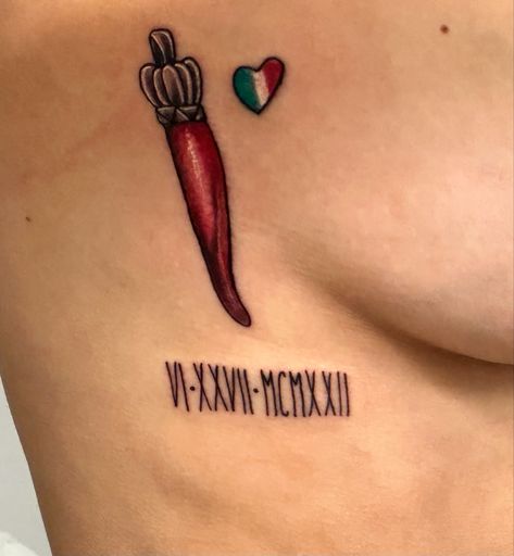 Italian Horn or Cornicello #italianhorn #italy #tattoo #tattooidea Cornicello Tattoo, Italian Horn Tattoo, Horn Tattoo, Italy Tattoo, Italian Tattoos, Stick N Poke, Italian Horn, Fine Line Tattoos, Line Tattoos