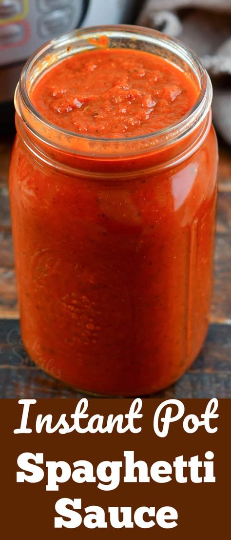 collage of spaghetti sauce in the jar with title below Instant Pot Marinara Sauce, Instant Pot Spaghetti Sauce, Pressure Cooker Spaghetti, Instant Pot Spaghetti, Italian Pasta Sauce, Cooking Spaghetti, Pasta Sauce Homemade, Spaghetti Sauce Recipe, Homemade Spaghetti Sauce