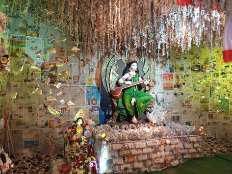 Saraswati Puja Pandal Decoration Ideas, Puja Pandal Decoration Ideas, Pandal Decoration Ideas, Puja Pandal Decoration, Saraswati Puja Pandal, Fest Decor, Pandal Decoration, Puja Pandal, Mata Ji