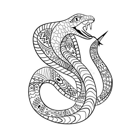 Cobra Zentangle. Ethnic ornament of the snake. For tattoo design, anti-stress coloring, children`s coloring, t-shirts. Eps10 stock illustration Children Tattoo, British Tattoo, Symbol For Family Tattoo, Baby Name Tattoos, Pawprint Tattoo, Mouse Tattoos, Tattoos With Kids Names, Snake Tattoo Design, Tattoo For Son