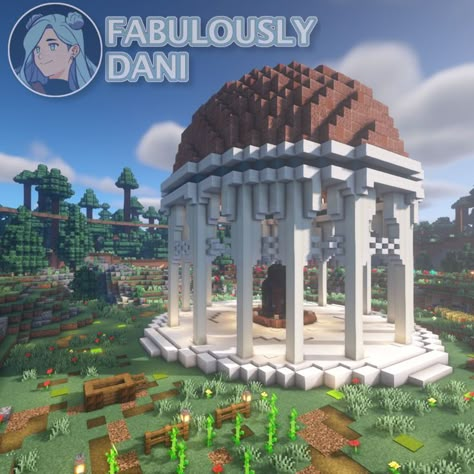 Greek Palace Minecraft, Minecraft Olympus, Minecraft Monument Ideas, Minecraft Greek Temple, Minecraft Dome Roof, Minecraft Monument, Minecraft Monuments, Minecraft Gazebo, Minecraft Dome