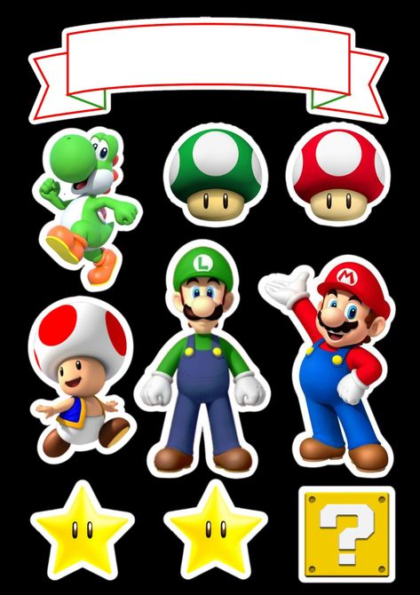 Printable Cake Toppers, Super Mario Bro, Mario Kart Party, Mario Crafts, Mario Birthday Cake, Super Mario Cake, Super Mario Bros Party, Photo Cake Topper, Mario Cake