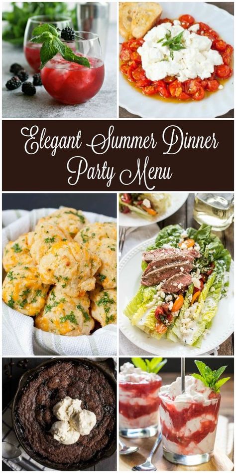 Looking for inspiration for your next summer dinner party? This menu is perfect for a casual cookout! Easy Fancy Dinner, Summer Dinner Party Menu, Dinner Party Menu Ideas, Party Menu Ideas, Birthday Dinner Menu, Summer Dinner Party, Fancy Dinner Party, Dinner Party Summer, Spring Dinner