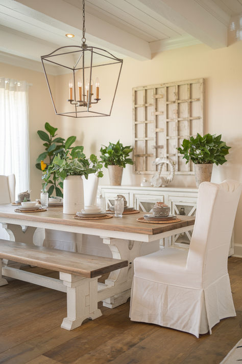 Gorgeous White Dining Rooms Off White Dining Table, Formal Dining Room Inspiration, California Casual Dining Room, Casual Dining Room Ideas, White Dining Rooms, White Dinning Room, White Dining Room Ideas, Blue And White Dining Room, White Dining Room Table