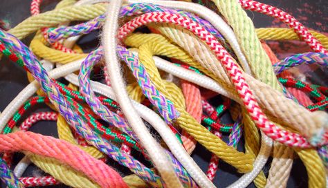 colorful rope Fashion Displays, Art Textiles, Braided Rope, Rope Design, Textiles Fashion, Base Colour, Embroidered Friendship Bracelet, Bright Colors, Textiles