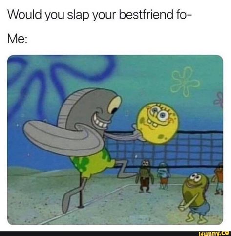 Would you slap your bestfriend fo- Me: – popular memes on the site iFunny.co #spongebob #tvshows #spongebob #spongebobsquarepants #fish #cartoon #volleyball #slapyoufriend #nickelodeon #wholivesinapinappleunderthesea #would #slap #bestfriend #fo #pic Spongebob Humor, Hood Rat, Funny Spongebob Memes, Funny Asf, Spongebob Funny, Find Friends, Spongebob Memes, Fake Friends, Boy Hairstyles