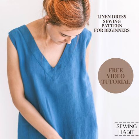 Introducing the Elena Linen Dress - a versatile and stylish addition to your wardrobe! This beginner-friendly PDF sewing pattern offers both V-neck and round neckline options, side seam pockets, and can be worn front to back. Follow my easy video tutorial and create this sustainable fashion piece easily. Tap the link in bio to start sewing! #sewingpattern #beginnersewing #sewinghabit #diyclothes #sewingtips #patterns #diyfashion #SlowFashion #sewinglove #linenpattern Tshirt Dress Pattern, Dress Pattern Sewing, V Neck Pattern, V Neck Tshirt, Start Sewing, Linen Shirts, Pattern Sewing, Easy Video, Dress Sewing Pattern