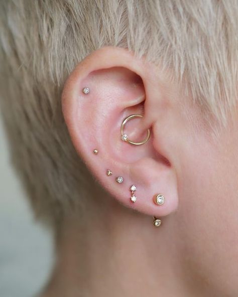 Daith Piercings, Daith Piercing, Single Rose, Ear Piercing, Single Earring, Nose Piercing, Rose Gold Diamonds, Piercing Jewelry, White Gold Diamonds