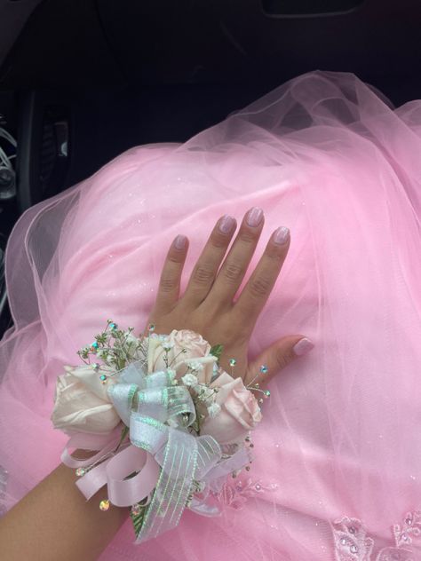 Light Pink Prom Corsage, Light Pink Corsage And Boutonniere, Baby Pink Corsage, Iridescent Corsage, White And Pink Corsage, Light Pink Corsage, Pink And White Corsage, Ball Corsage, Pink Corsages