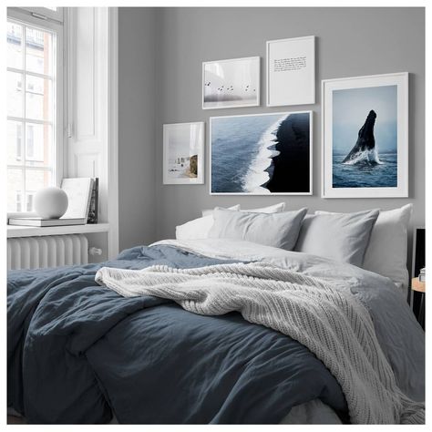 Bedroom Inspo Grey, Winter Bedroom, Trendy Bedroom, Gray Bedroom, Blue Rooms, Blue Bedroom, House Doctor, Grey Walls, Dream Bedroom