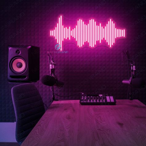 #NeonLightSigns #BrightIdeas #NeonSigns #BrightIdeas Recording Studio Bedroom, Radio Studio, Studio Bedroom, Cool Neon Signs, Home Studio Ideas, Home Music Rooms, Music Rooms, Neon Box, Recording Studio Home