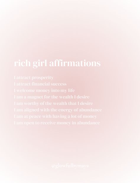 rich girl affirmations [positivity mindset manifesting positive energy manifestation manifest meditation abundance law of assumption law of attraction feminine energy femininity goddess energy selfcare era healing rich girl money boss vibe] Rich Girl Mindset, Rich Girl Affirmations, Female Affirmations, Boss Girl Quotes, Rich Affirmations, Selfcare Era, Rich Girl Energy, Goddess Affirmations, Iphone Makeover