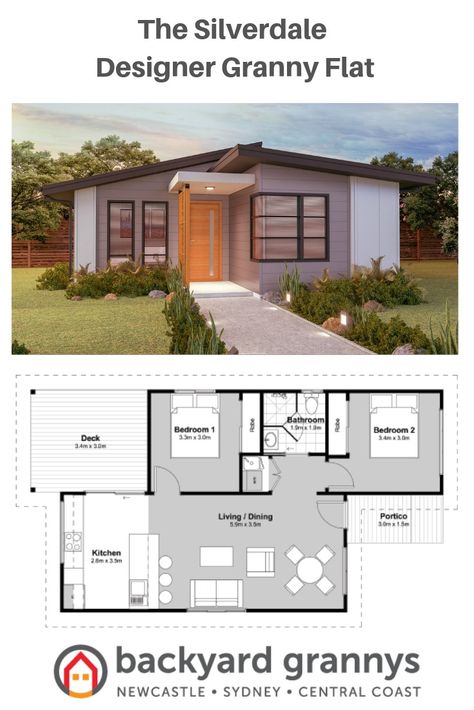 2 Bedroom House Plans Modern, Granny Flat House Plans, House Plan 2 Bedroom, House Plans 2 Bedroom, Small 2 Bedroom House Plans Modern, 2 Bedroom Flat, Modern Granny Flat, Modern 2 Bedroom House Plans, Flat House