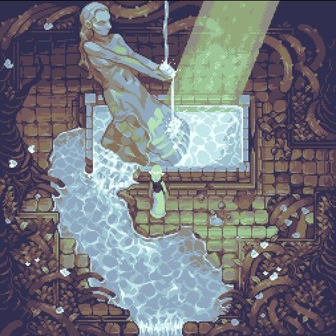 Water Pixel Art, Pixel Water, Top Down Pixel Art, Fantasy Pixel Art, Rpg Game Design, How To Pixel Art, Pixel Background, Top Down Game, Pixel Art Landscape