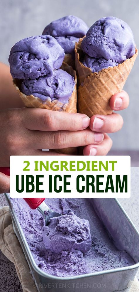 Filipino purple yam flavored ice cream Ube Condensed Milk Dessert, Ube Whipped Cream, No Bake Ube Cheesecake, Ube Sweetened Condensed Milk Recipe, Ube Sweetened Condensed Milk, Easy Ube Recipes, Recipes Using Ube Condensed Milk, Ube Potato, Ube Ice Cream Recipe