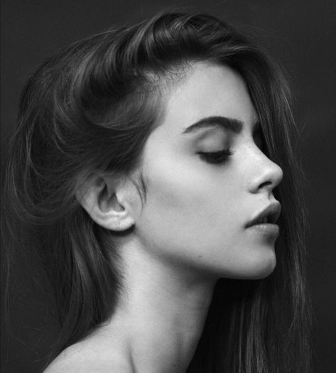 Side Profile, White Photo, Drawing Reference, A Woman, Black And White, Hair, White, Black