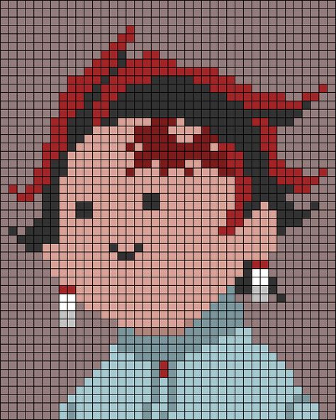 Anime Grid Art, Demon Slayer Alpha Pattern, Anime Pixel Art Minecraft, Demon Slayer Pixel Art Grid, Anime Pixel Art Grid Easy, Anime Pixel Art 32x32, Alpha Patterns Easy, Anime Alpha Pattern, Pixel Art Pattern Anime