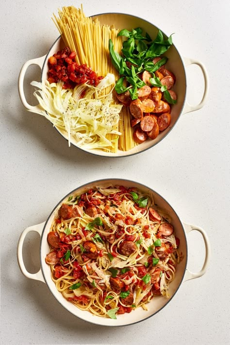 Pasta Recipes Easy Fast, Recipes Only, Healthy One Pot Meals, Linguine Pasta, Canned Tomatoes, One Pot Pasta Recipes, Andouille Sausage, One Pot Pasta, Sausage Pasta