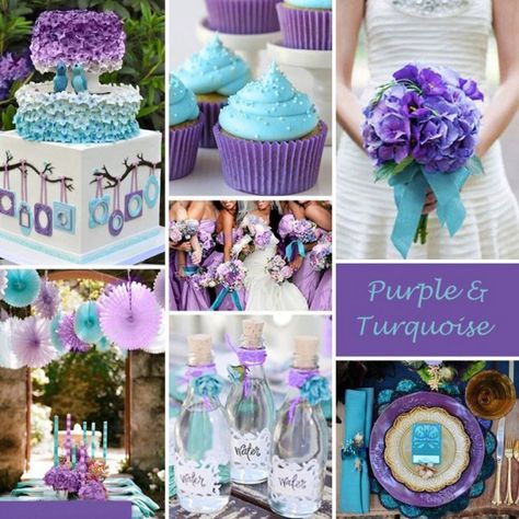 Purple And Teal Wedding, Turquoise Wedding Theme, Purple Turquoise Wedding, Turquoise Wedding Decorations, Wedding Color Combinations, Wedding Colors Purple, Purple And Teal, Teal Wedding, Turquoise Wedding